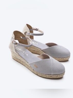 Viscata Women's Light Gray Espadrille Wedge with Ankle Strap